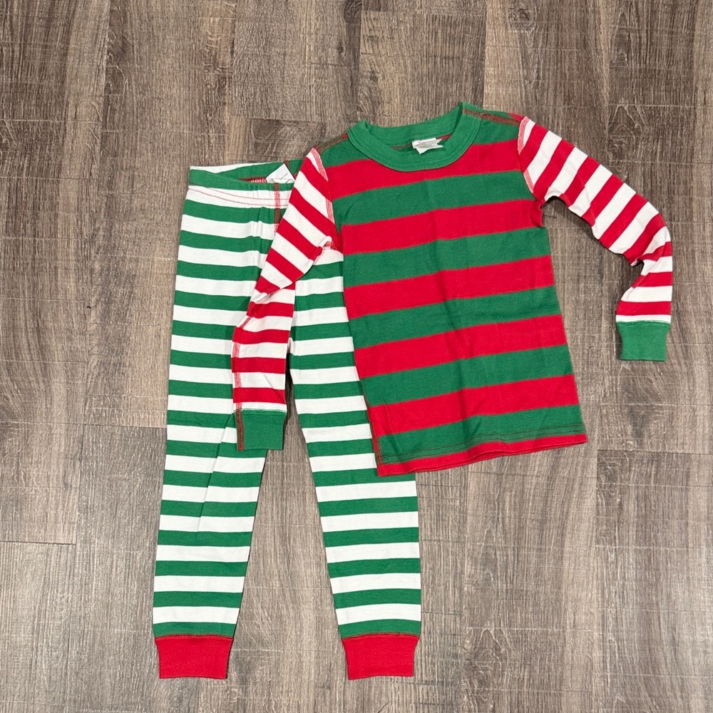 Hanna Andersson Red and Green Striped Kids Pajama Set
